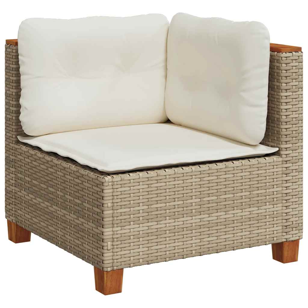 9-tlg. Garten-Sofagarnitur mit Kissen Beige Poly Rattan