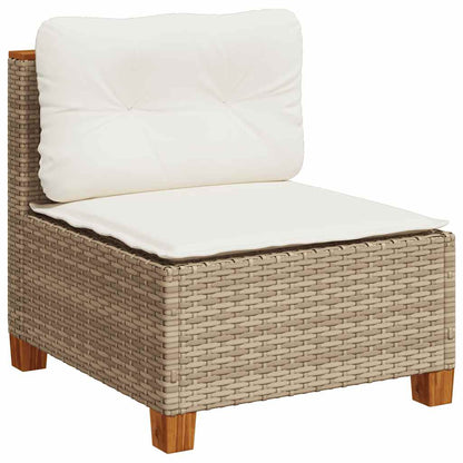 10-tlg. Garten-Sofagarnitur mit Kissen Beige Poly Rattan