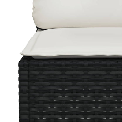 10-tlg. Garten-Sofagarnitur mit Kissen Schwarz Poly Rattan