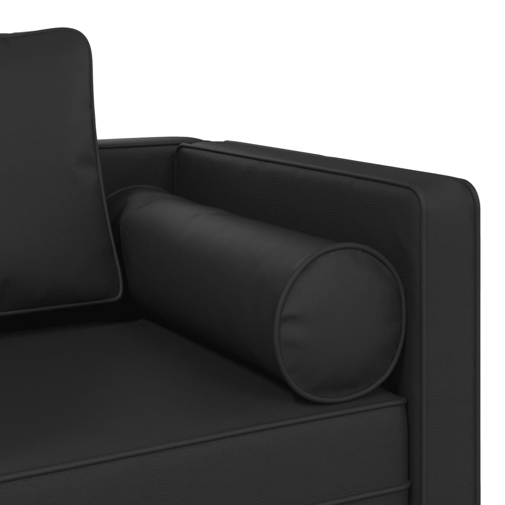 Chaiselongue mit Kissen Schwarz Kunstleder