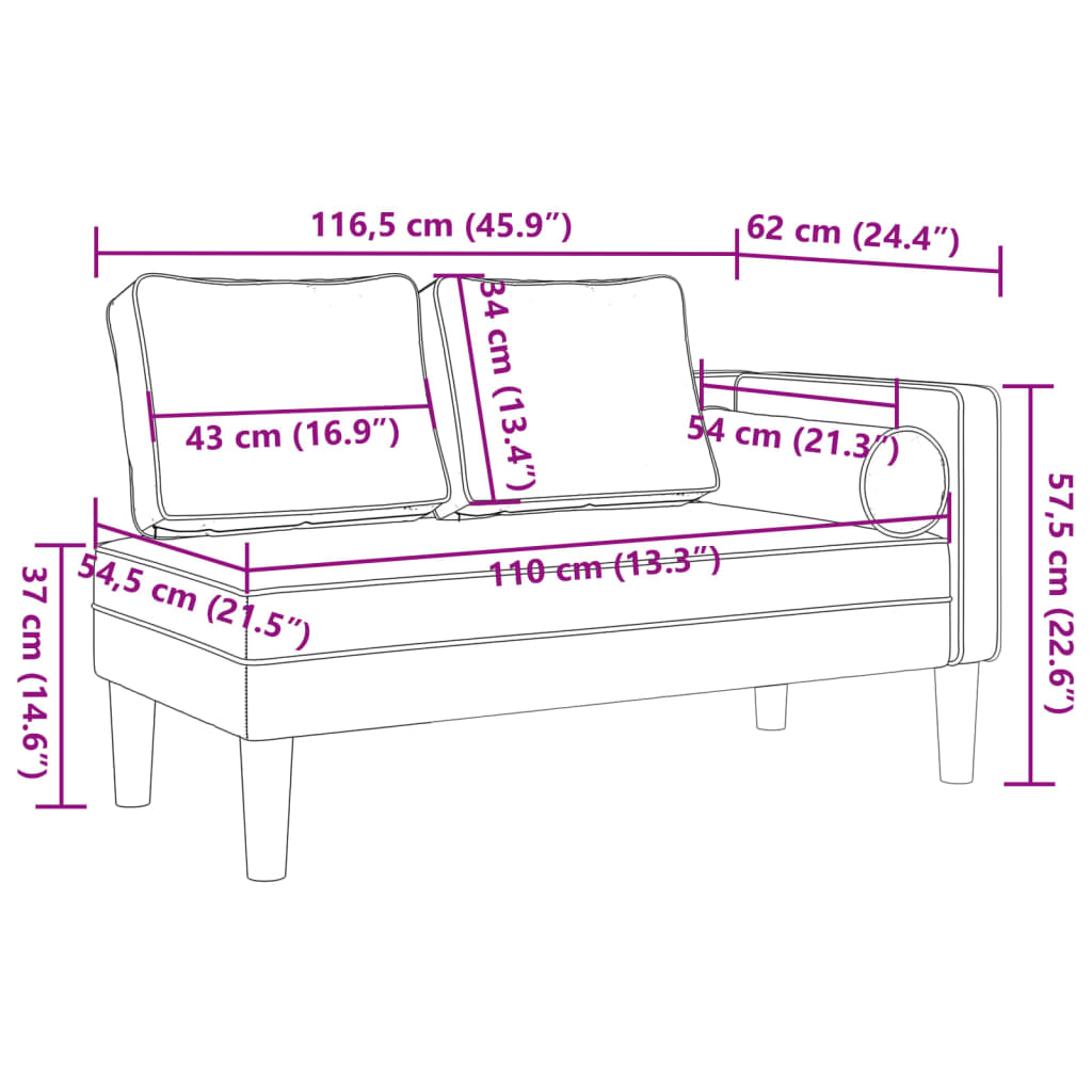 Chaiselongue mit Kissen Schwarz Kunstleder