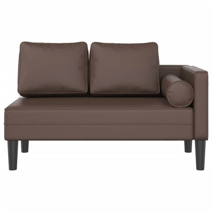 Chaiselongue mit Kissen Braun Kunstleder