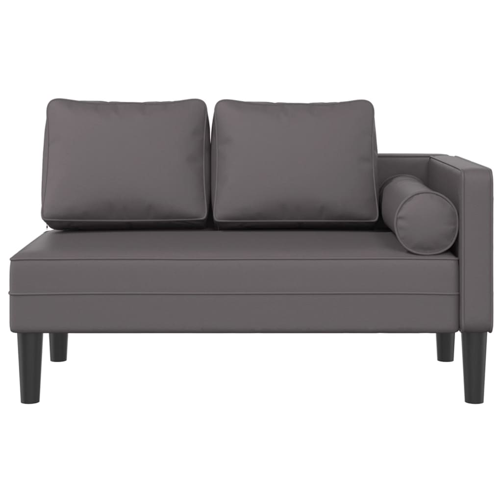 Chaiselongue mit Kissen Grau Kunstleder