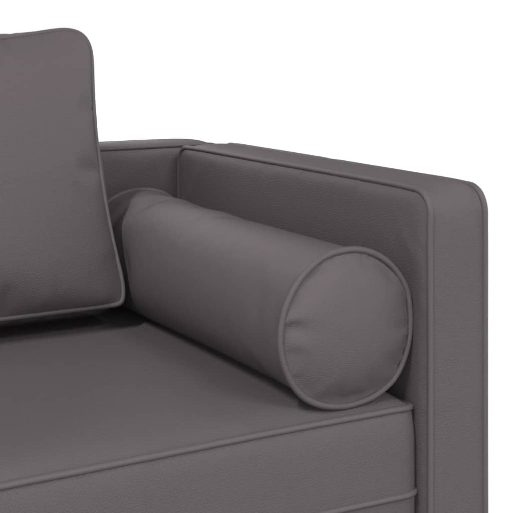 Chaiselongue mit Kissen Grau Kunstleder