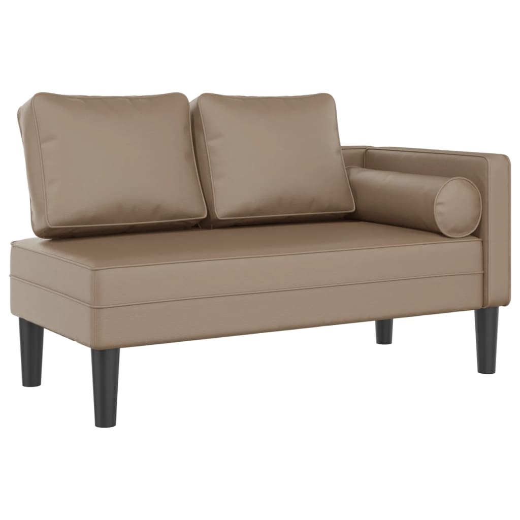 Chaiselongue mit Kissen Cappuccino Kunstleder