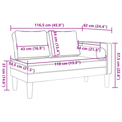 Chaiselongue mit Kissen Cappuccino Kunstleder