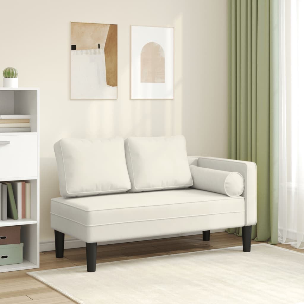 Chaiselongue mit Kissen Creme Samt