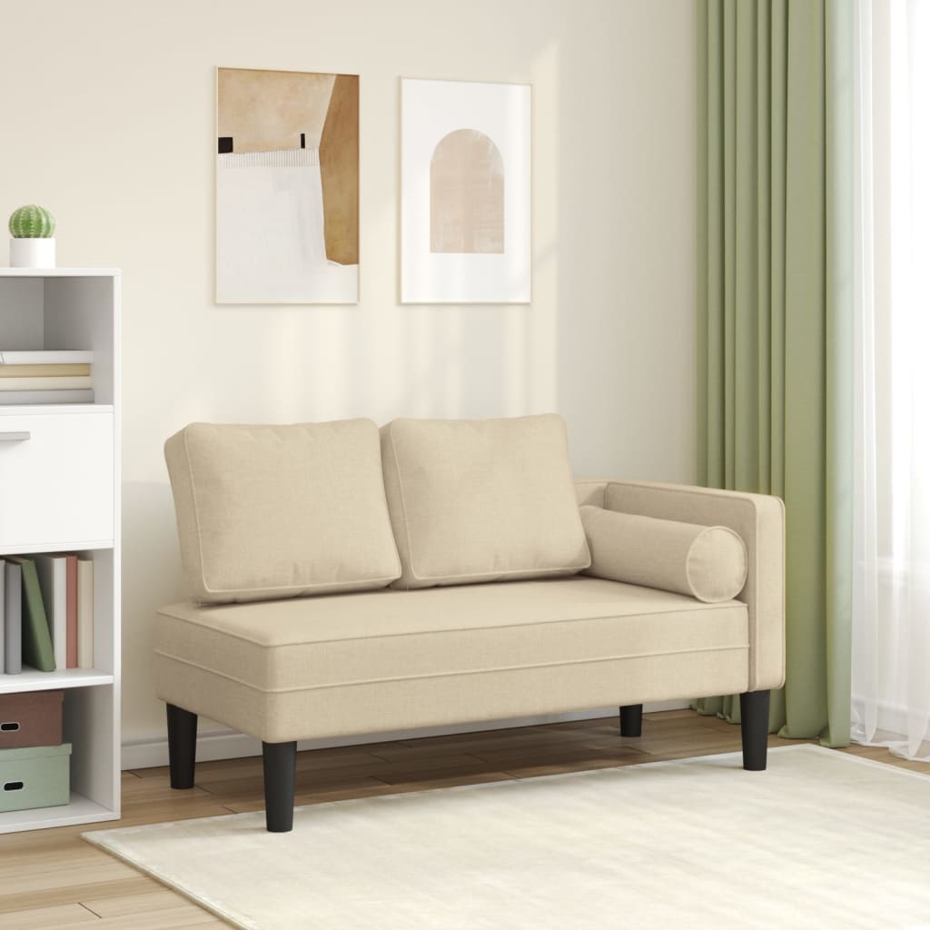 Chaiselongue mit Kissen Creme Stoff