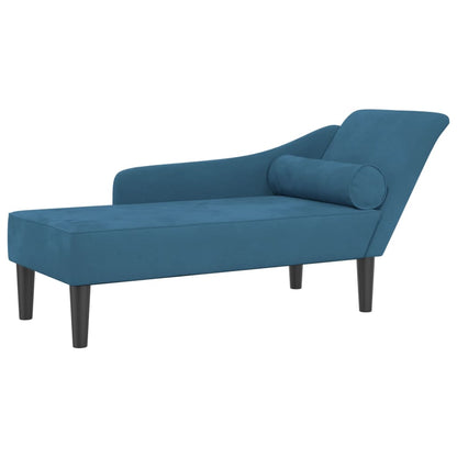 Chaiselongue mit Kissen Blau Samt