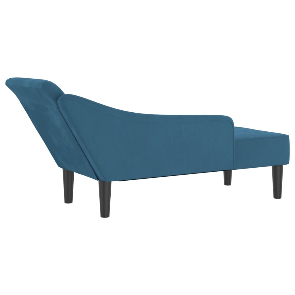 Chaiselongue mit Kissen Blau Samt