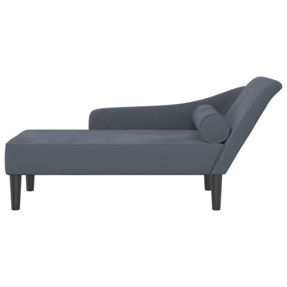 Chaiselongue mit Kissen Dunkelgrau Samt