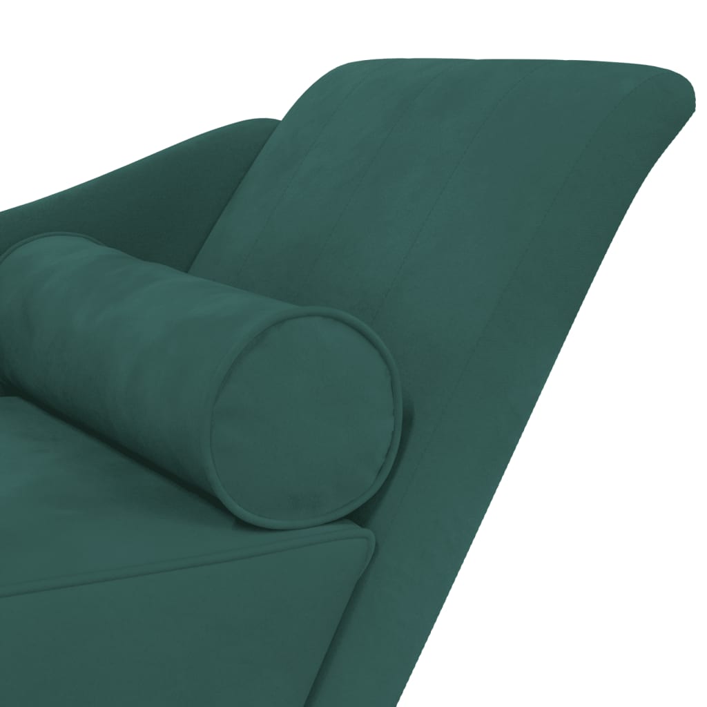 Chaiselongue mit Kissen Dunkelgrün Samt