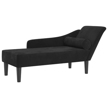 Chaiselongue mit Kissen Schwarz Samt