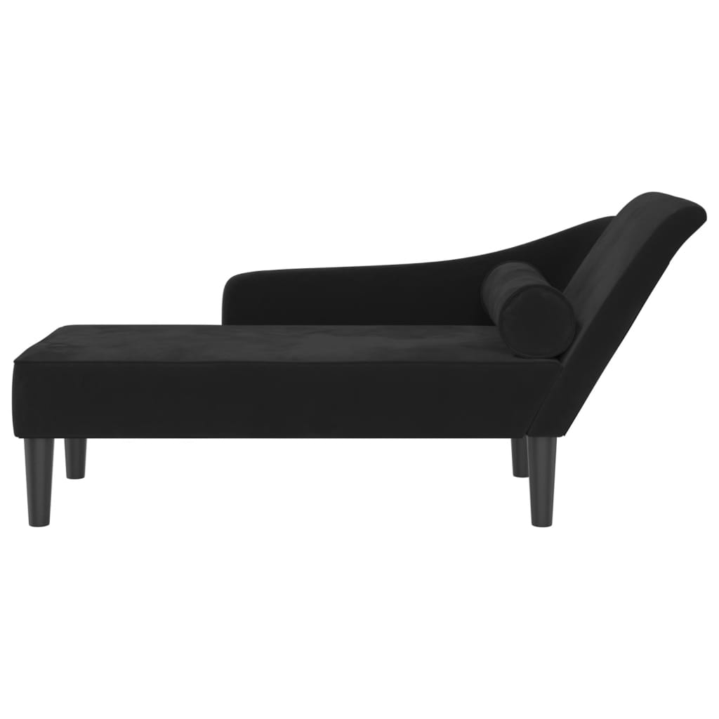 Chaiselongue mit Kissen Schwarz Samt