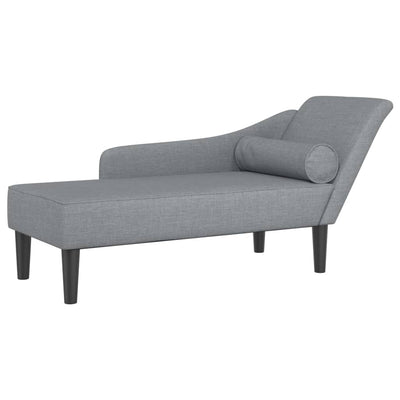 Chaiselongue mit Kissen Hellgrau Stoff