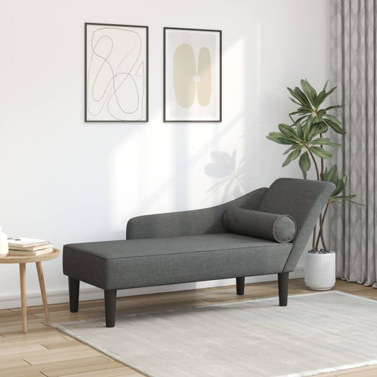 Chaiselongue mit Kissen Dunkelgrau Stoff