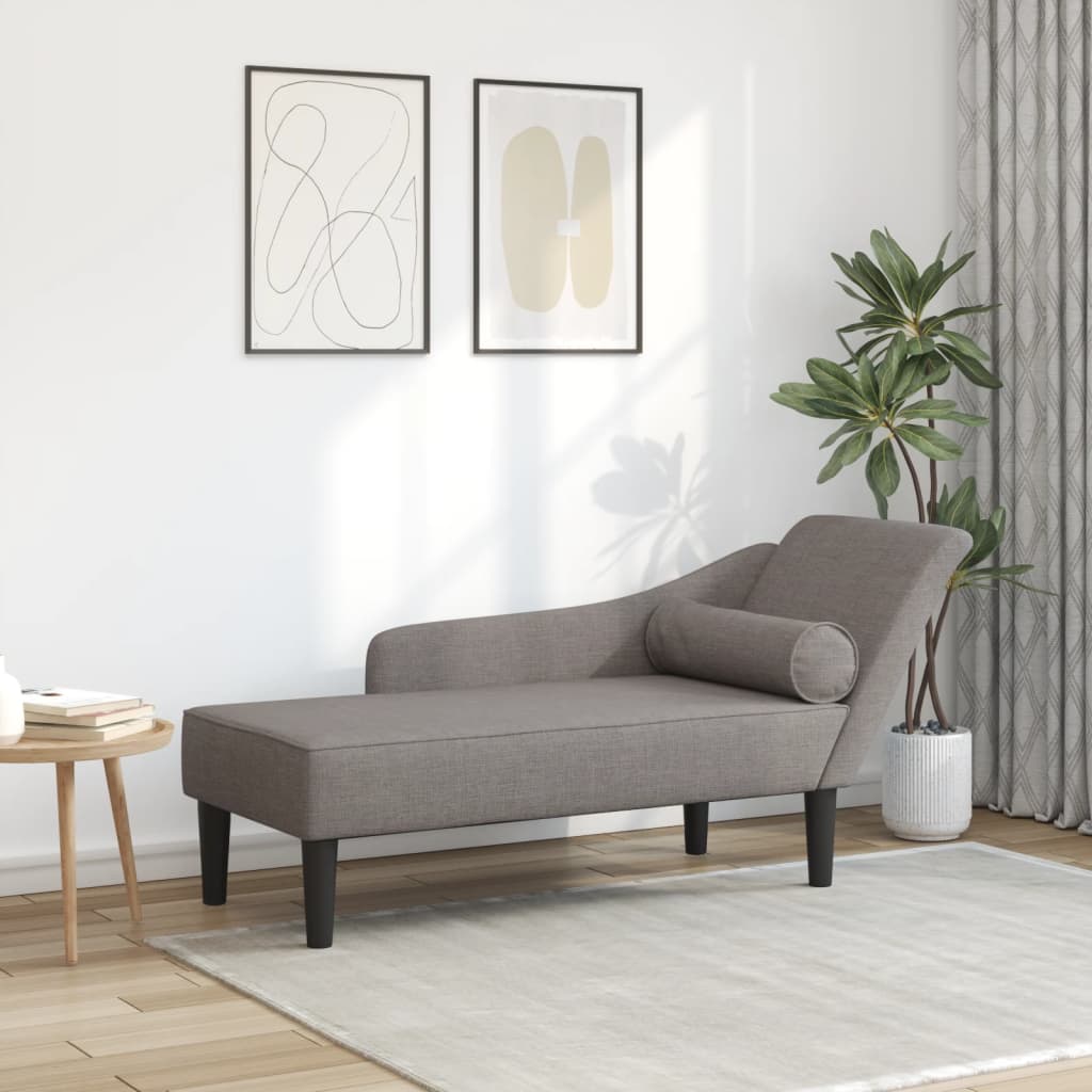 Chaiselongue mit Kissen Taupe Stoff