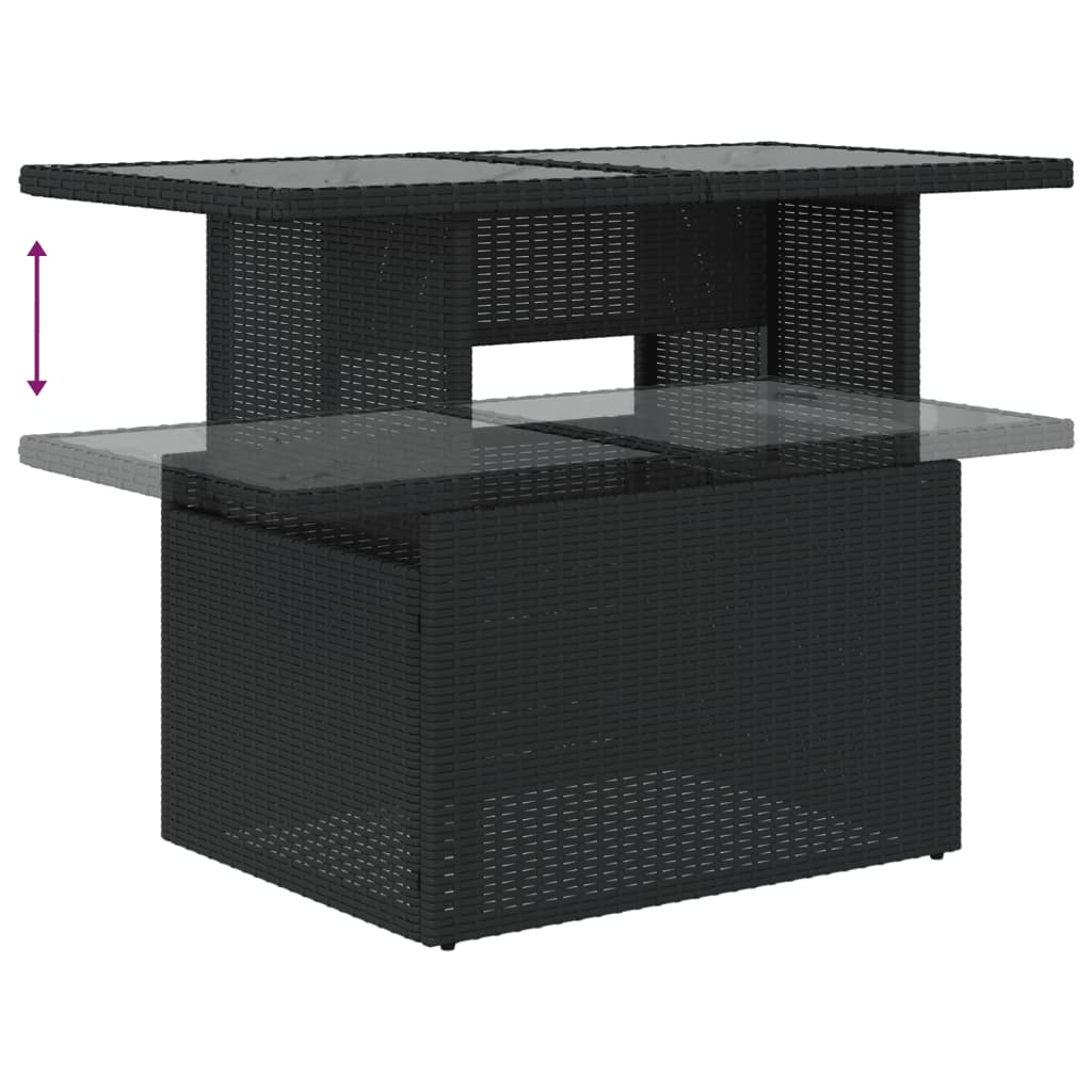 2-tlg. Garten-Sofagarnitur mit Kissen Schwarz Poly Rattan Glas