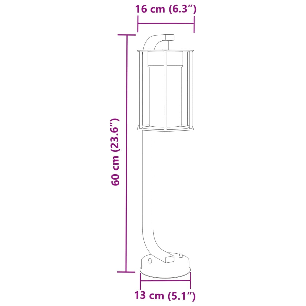 Wegeleuchte Schwarz 60 cm Edelstahl