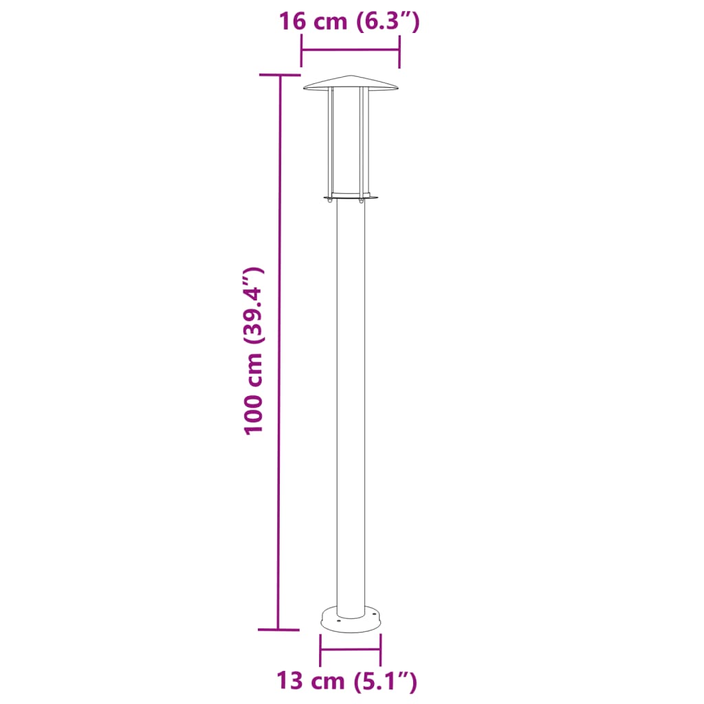 Wegeleuchte Silbern 100 cm Edelstahl