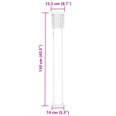 Wegeleuchten mit Steckdose 3 Stk. Silbern 110 cm Edelstahl