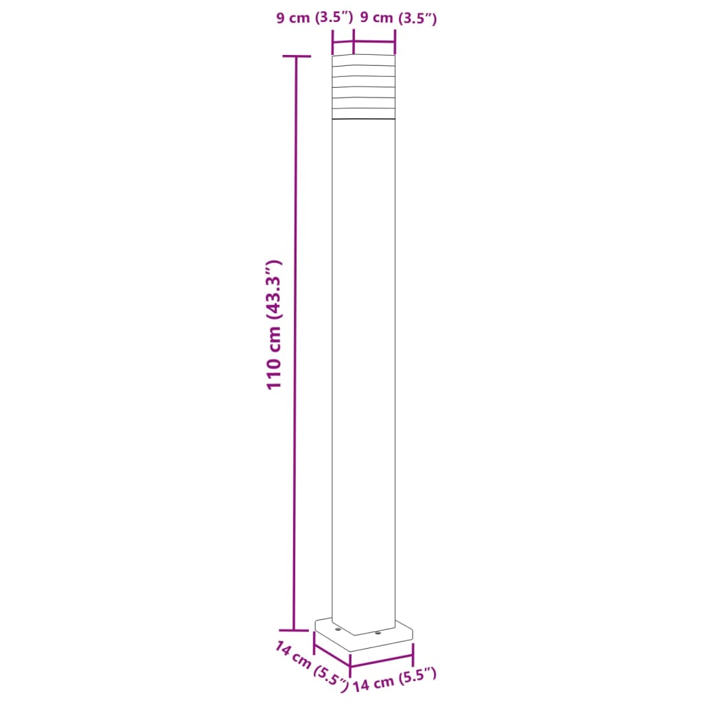 Wegeleuchte Schwarz 110 cm Aluminium