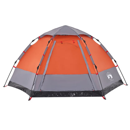 Campingzelt 4 Personen Grau und Orange Quick Release