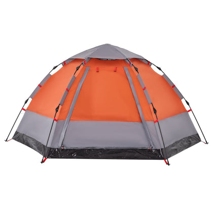 Campingzelt 4 Personen Grau und Orange Quick Release