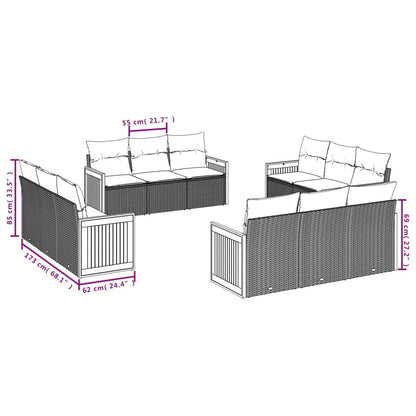 12-tlg. Garten-Sofagarnitur mit Kissen Grau Poly Rattan