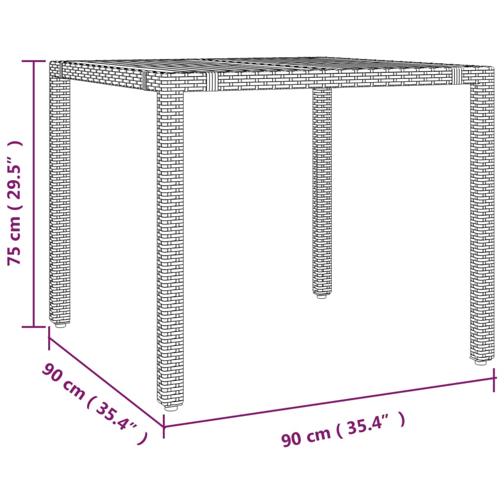 3-tlg. Bistro-Set mit Kissen Schwarz Poly Rattan und Akazie