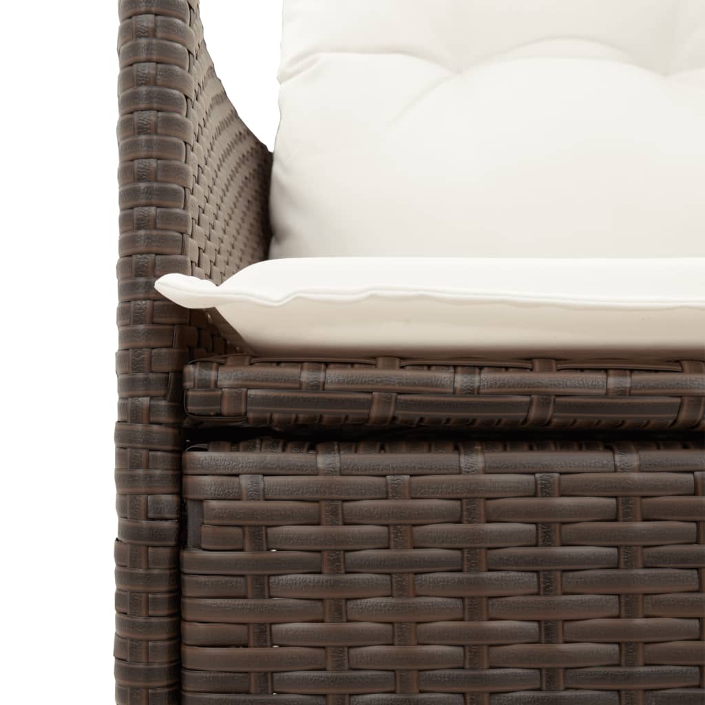 3-tlg. Bistro-Set mit Kissen Braun Poly Rattan