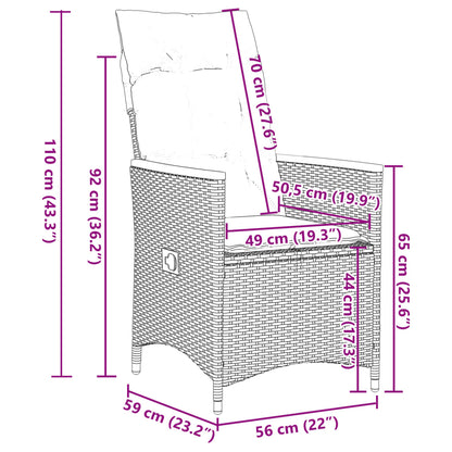 9-tlg. Garten-Essgruppe mit Kissen Grau Poly Rattan