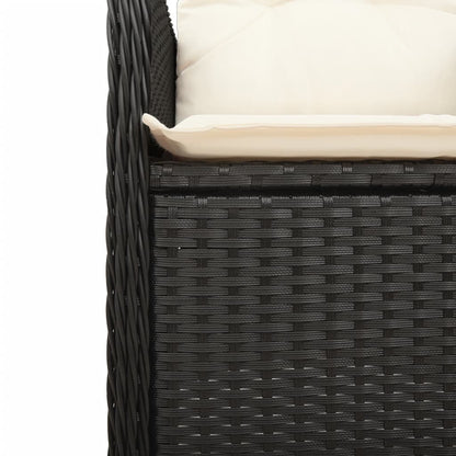 3-tlg. Garten-Bistro-Set mit Kissen Schwarz Poly Rattan