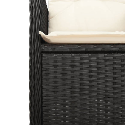 7-tlg. Garten-Bistro-Set mit Kissen Schwarz Poly Rattan