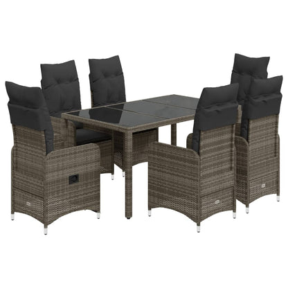 5-tlg. Garten-Bistro-Set mit Kissen Grau Poly Rattan