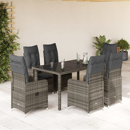 5-tlg. Garten-Bistro-Set mit Kissen Grau Poly Rattan