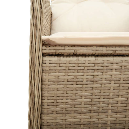 3-tlg. Garten-Bistro-Set mit Kissen Beige Poly Rattan