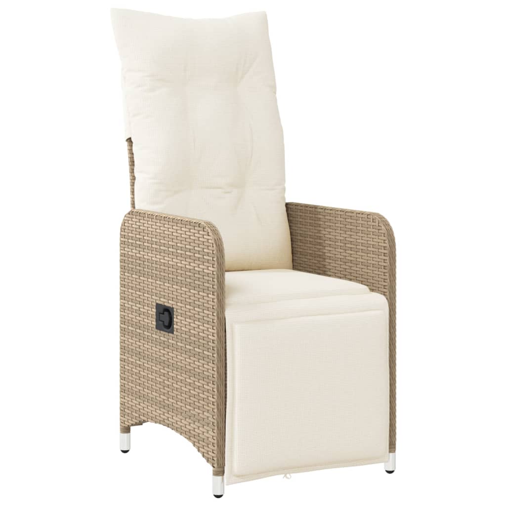 5-tlg. Garten-Bistro-Set mit Kissen Beige Poly Rattan