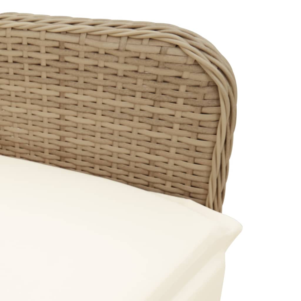 7-tlg. Garten-Bistro-Set mit Kissen Beige Poly Rattan