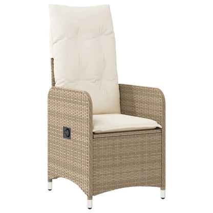 9-tlg. Garten-Bistro-Set mit Kissen Beige Poly Rattan