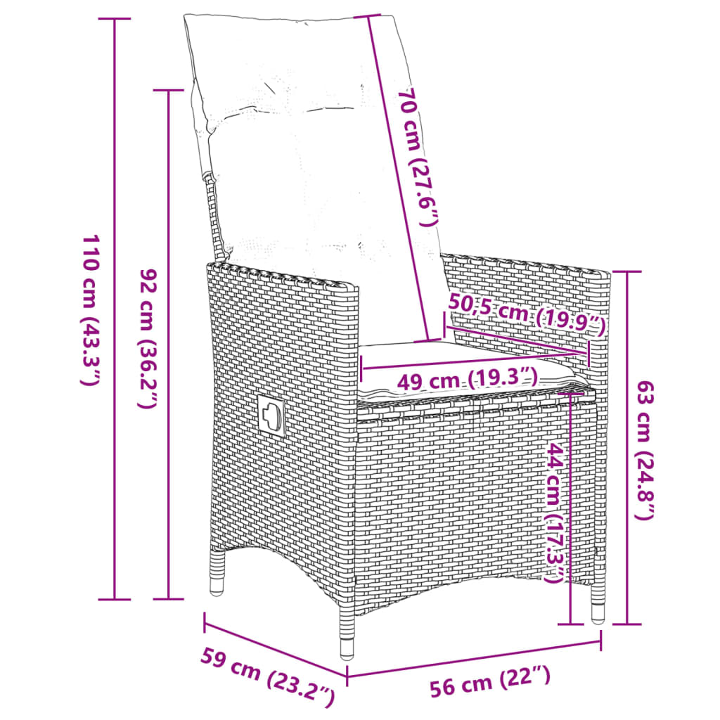 11-tlg. Garten-Bistro-Set mit Kissen Braun Poly Rattan