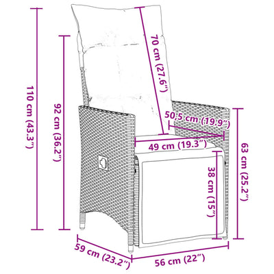 11-tlg. Garten-Bistro-Set mit Kissen Schwarz Poly Rattan