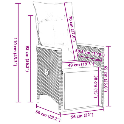 11-tlg. Garten-Bistro-Set mit Kissen Schwarz Poly Rattan