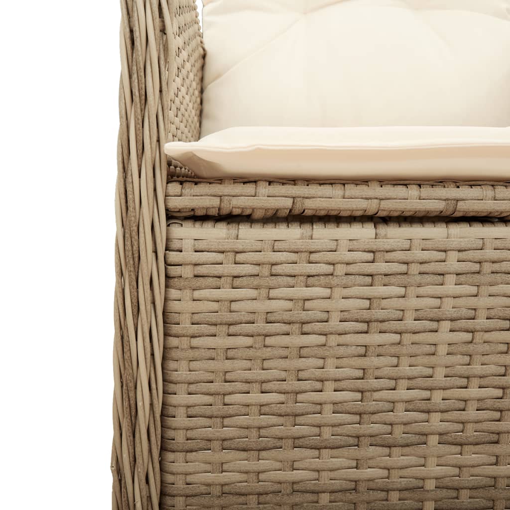 9-tlg. Garten-Bistro-Set mit Kissen Beige Poly Rattan