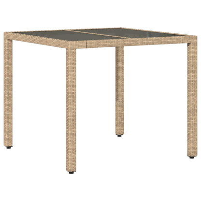 3-tlg. Garten-Essgruppe mit Kissen Beige Poly Rattan und Glas