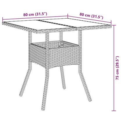 3-tlg. Garten-Essgruppe mit Kissen Beige Poly Rattan und Glas