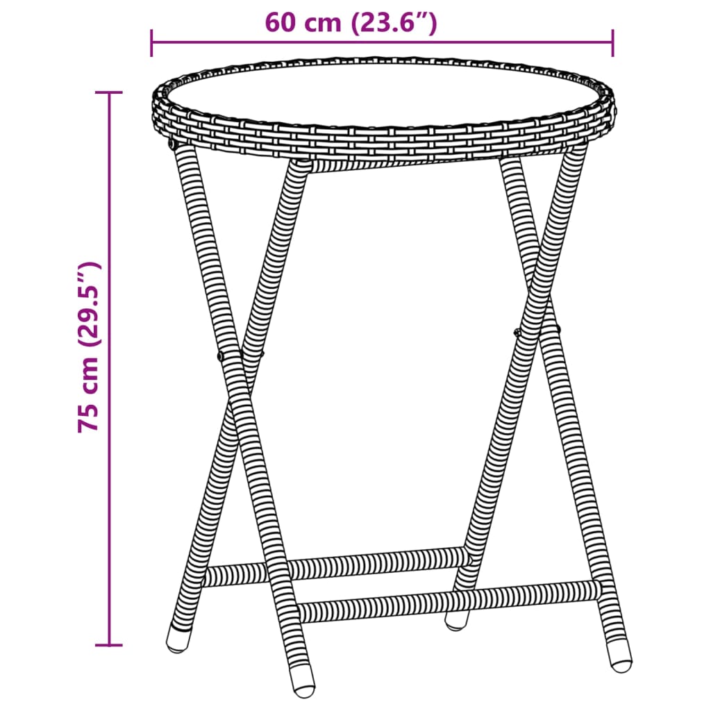 3-tlg. Bistro-Set mit Kissen Beige Poly Rattan und Glas