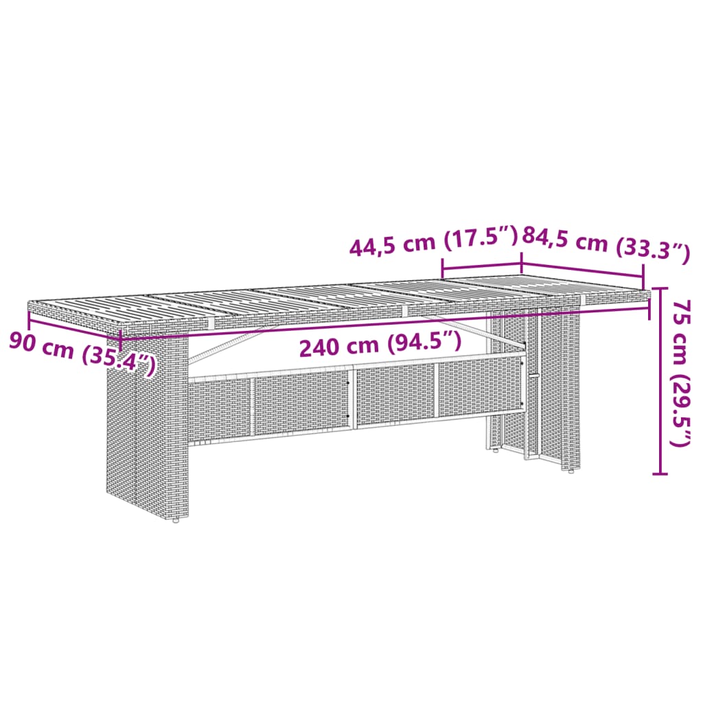 11-tlg. Garten-Essgruppe mit Kissen Grau Poly Rattan