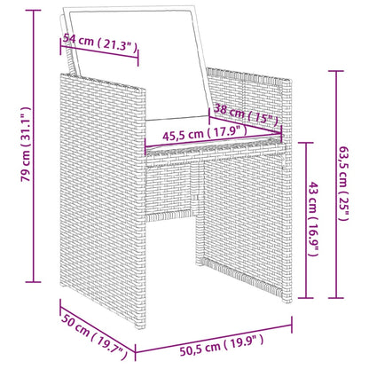 5-tlg. Garten-Essgruppe mit Kissen Beige Poly Rattan