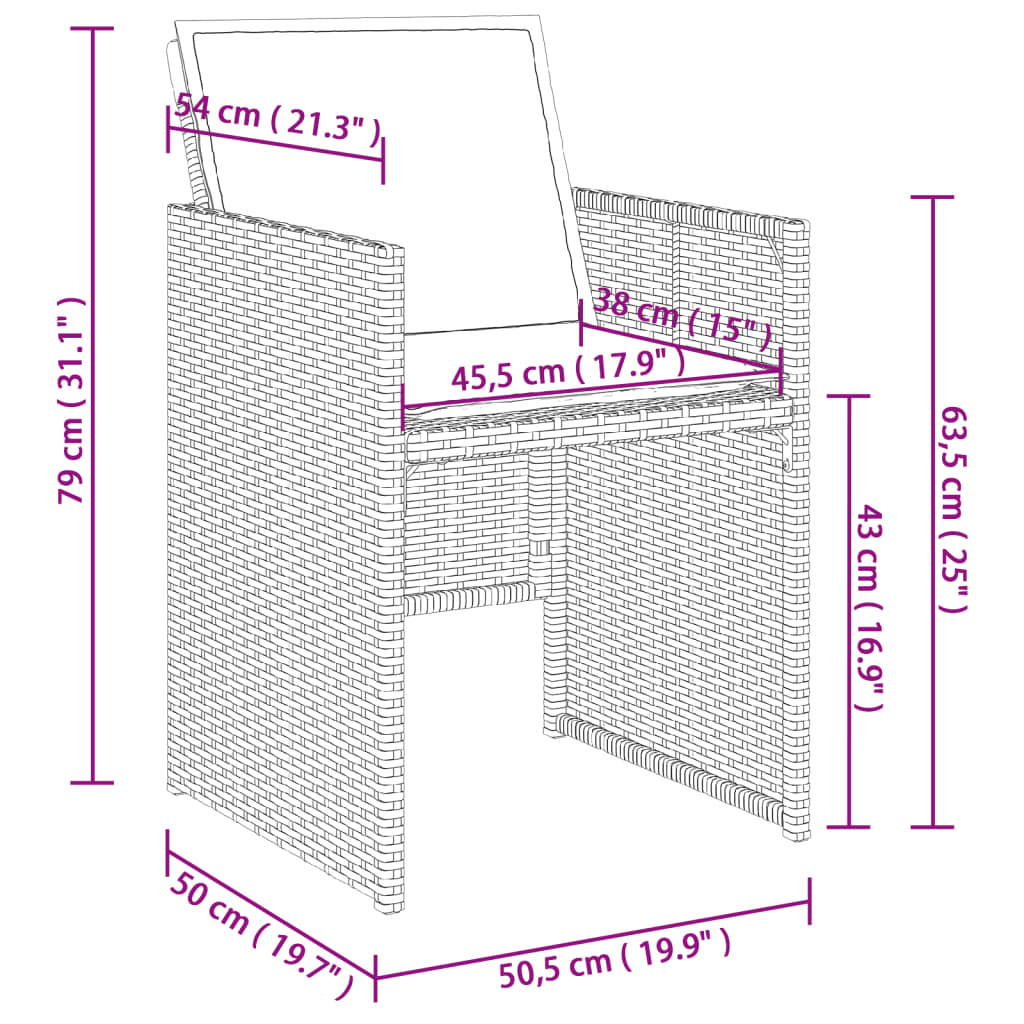 11-tlg. Garten-Essgruppe mit Kissen Hellgrau Poly Rattan